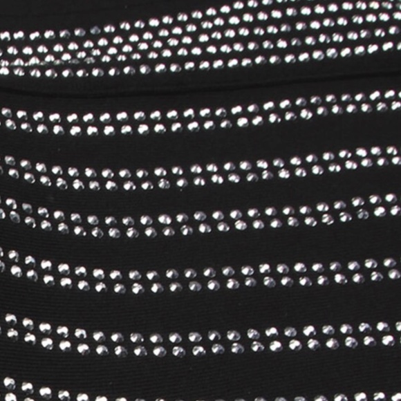 EMBELLISHED CRYSTAL RHINESTONE BLACK BANDAGE DRESS - Picture 11 of 13